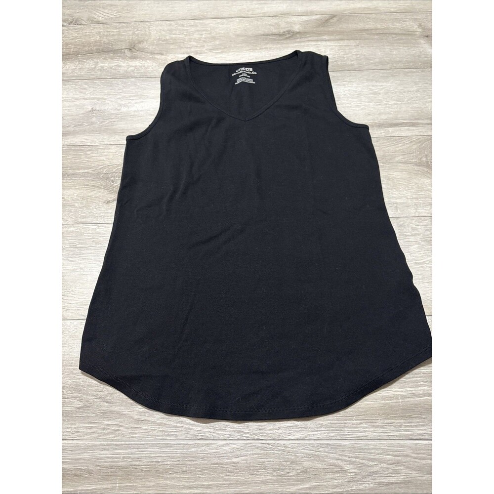 NWOT Chico's The Ultimate Tee Sleeveless Wide Straps Black 100% Cotton Size 1 M